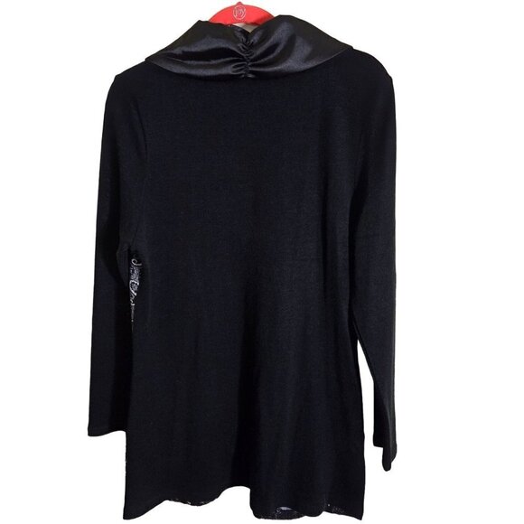 Fantazia Unique Mixed Media Long Line Exposed Zip Cardigan Sweater Size M - Picture 2 of 9